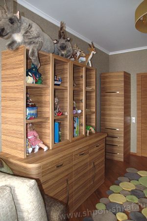 мебель в детскую комнату: шкаф комод из шпона зебрано на заказ